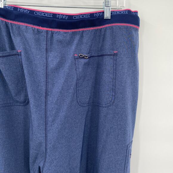 Cherokee Infinity Women's Tapered Leg Pull-On Scrub Pants CK050A Blue 2XL - Picture 5 of 9